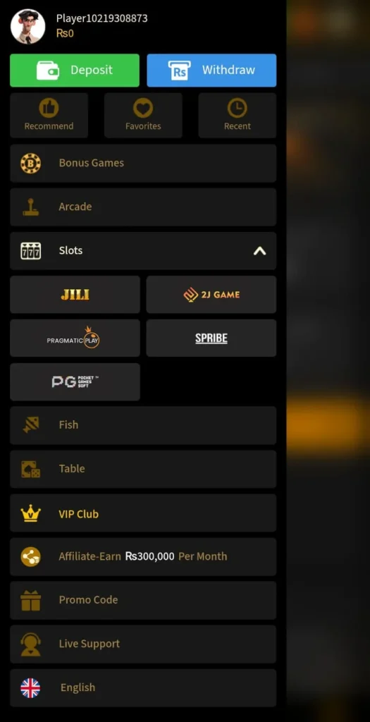 7LG GAME interface